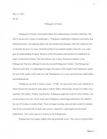 Реферат: Pythagoras Of Samos Essay Research Paper Pythagorean