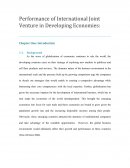 Performance of International Joint Venture in Developing Economies