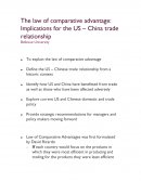 The Law of Comparative Advantage Implications for the Us – China Trade Relationship