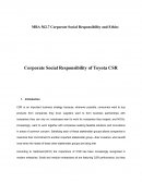 Corporate Social Responsibility of Toyota Csr.
