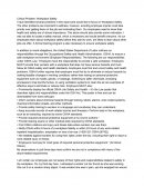 Critical Problem - Workplace Safety