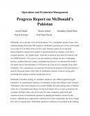 Progress Report on McDonald's Pakistan