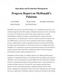 Progress Report on McDonald's Pakistan